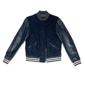 All Saints Grey Varsity Jacket Men's - Size: Large